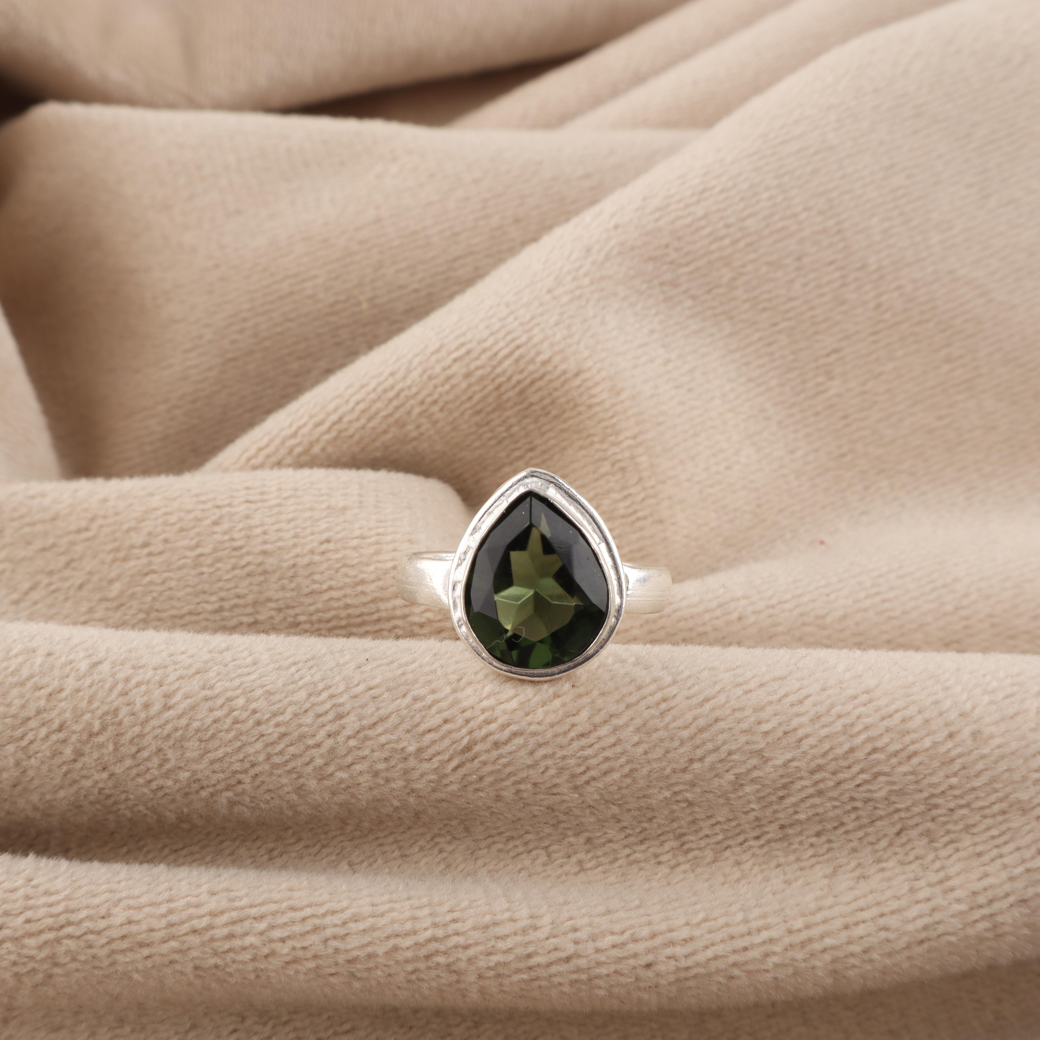 Green Tourmaline Gemstone 925 Sterling Silver Handcrafted Jewelry Designer Ring RR-76-13 4
