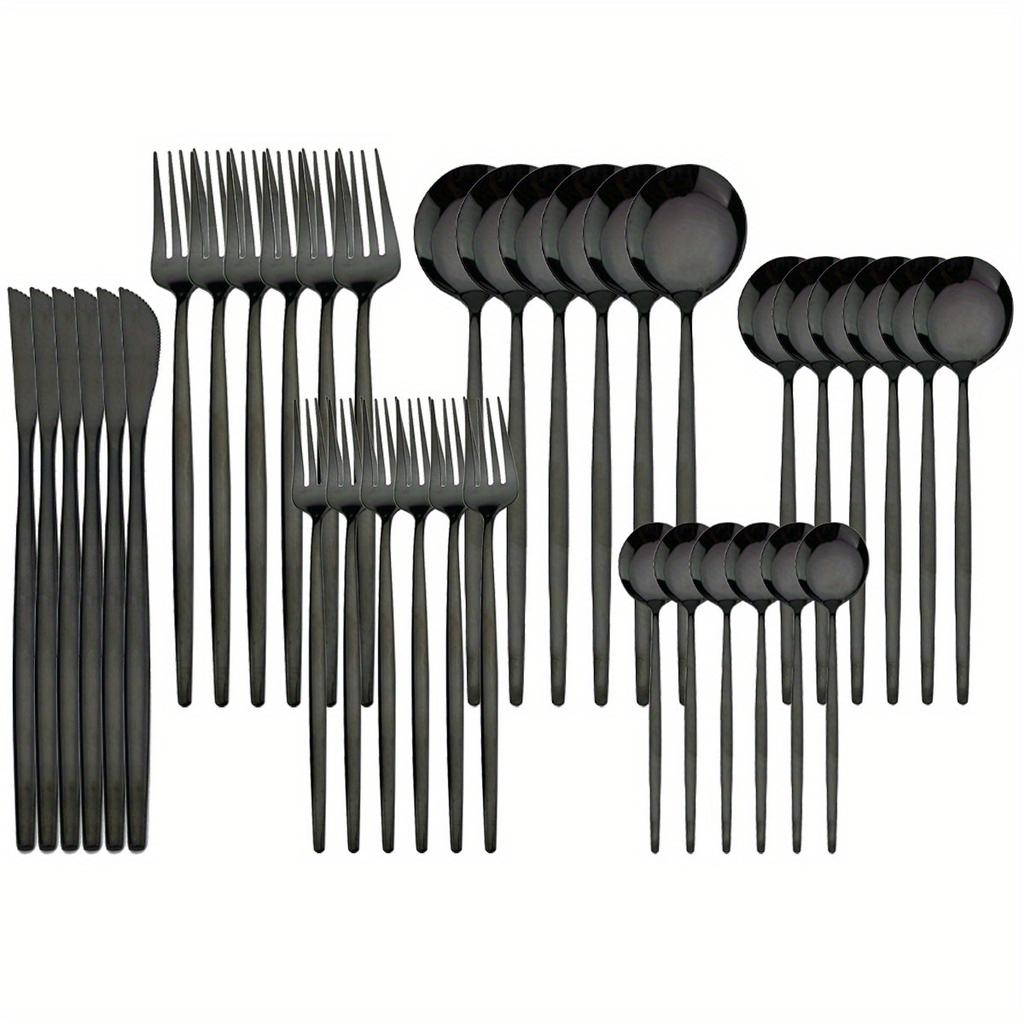 Set di Posate da Tavola da 36 Pezzi - Posate da Cucina in Acciaio Inossidabile - Stoviglie Resistenti e Inossidabili per Cucina, Pranzo e Intrattenimento