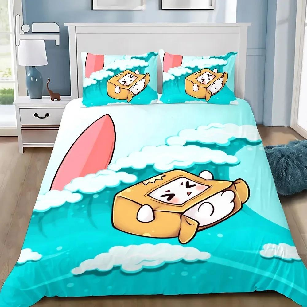 Täcke Utsökt 3D Rävig Boxig Tapet Lankybox Digitaltryck Sängkläder Set Täcke Säng Vuxen Flickor Pojkar Gåva