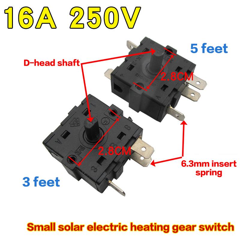 1Pcs Electric Room Heater Gear Position Switch Accessories 3 Pin 5Pin Rotary Switch Selector AC 250V 16A