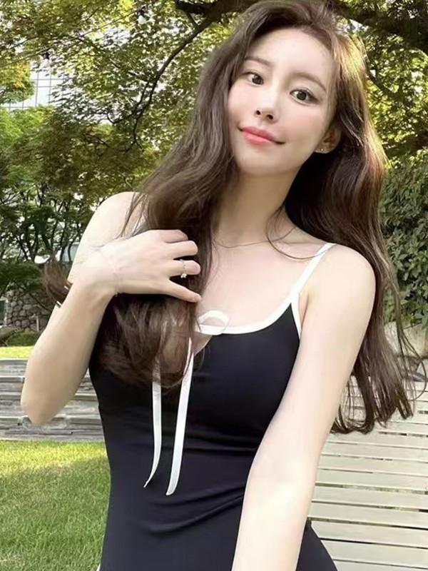 Bañador de una pieza con cordones estilo coreano – Sexy, adelgazante y elegante con cobertura de abdomen y hermoso diseño de espalda