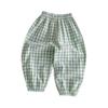 Kids' Striped Drawstring Pants - Linen Cotton Loose Fit Trousers