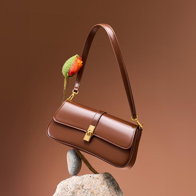 BURMINSA Luxury Genuine Leather Underarm Shoulder Bag Women Elegant Square Small Crossbody Handbag Party Wedding Purse