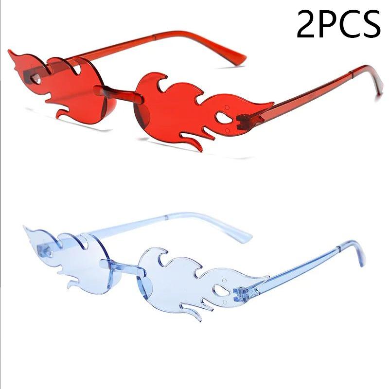 Flame Sunglasses Rimless Colorful Ball Party Candy Hip-hop Fruit One-piece Glasses Stylish Unique Fashion