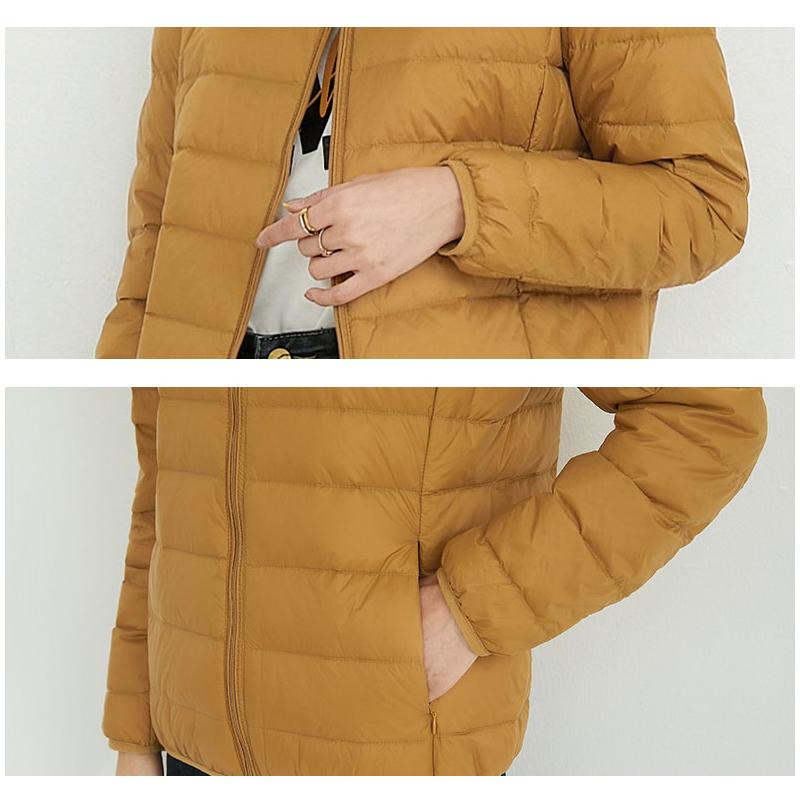 Damen Ultraleicht 90% Weiße Entendaunenjacken Damen Langarm Parkas Weicher Stoff Kurze Oberteile Mantel Windbreaker
