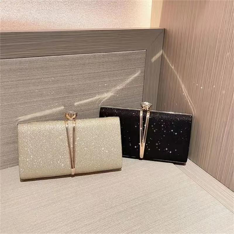 Shiny Glitter Evening Clutch Bag Women Wedding Purse Party Banquet Handbag Lady Elegant Daily Club Chain Crossbody Shoulder Bag