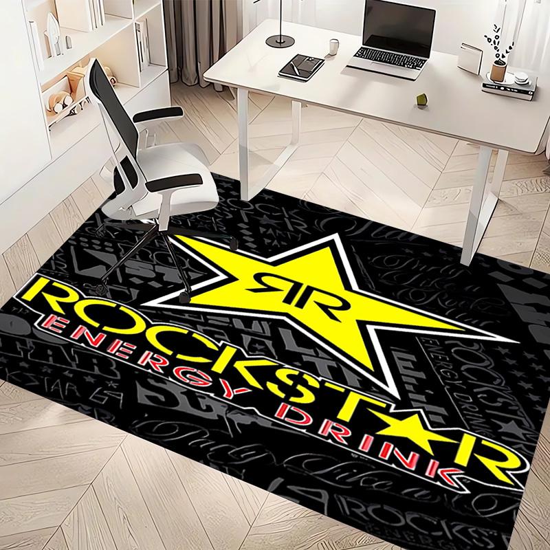 1pc Rockstar logo Print Area Rug - Soft, Washable Non-Slip Indoor Mat, Living Room, Home Office Decorative Rug,Office Decorative