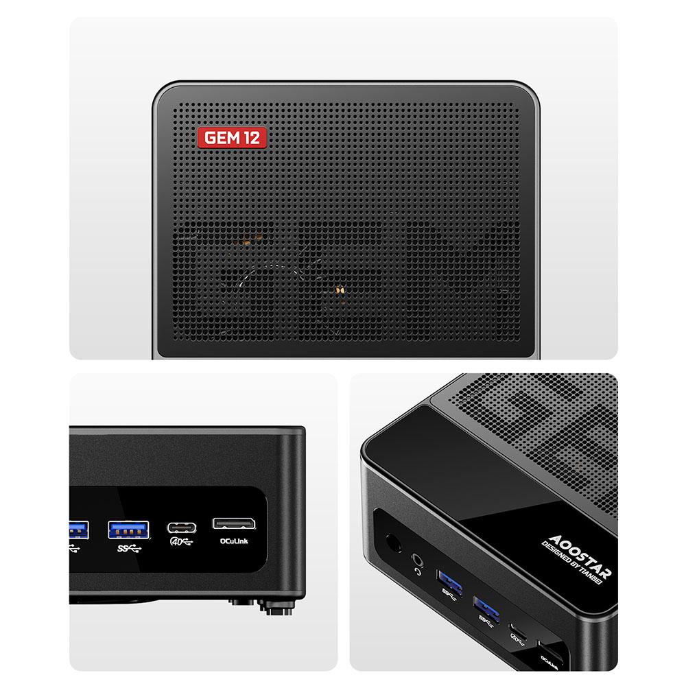 AOOSTAR GEM12 Max Mini PC Barebone (Brak pamięci RAM Brak dysku SSD), AMD Ryzen 7 8745HS 8 rdzeni Maks. 4,9 GHz