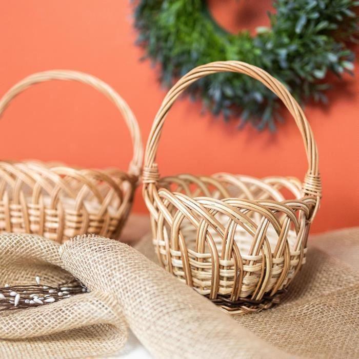 Panier en Osier Tressé pour Enfant - Creative Home - 16 x 16 x 23 cm - Marron - Campagne