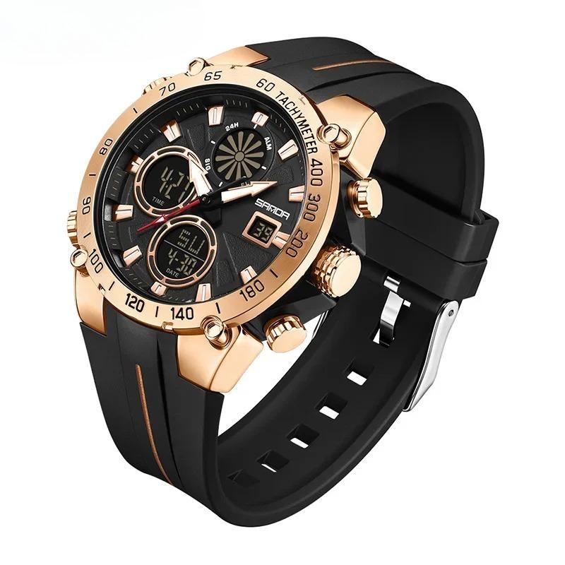 Top Fashion Men's Sports Watch Waterproof LED Analog Digital Dual Display Electronic Clock Stopwatch Men Quartz Wristwatch