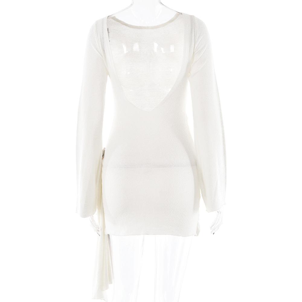 Sexy Elegant Slim Long Sleeved Knitted Short Dress For Women Winter Fashion Office-lady Solid Wrapped Hip Dresses