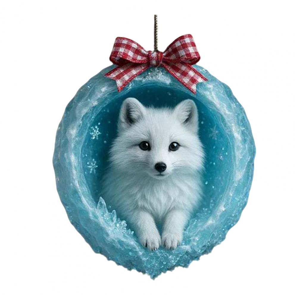 Arctic Animal Christmas Ornaments 2D Acrylic Frosted Cave Hanging Decor With Polar Bear Penguin Xmas Tree Pendant Decoration