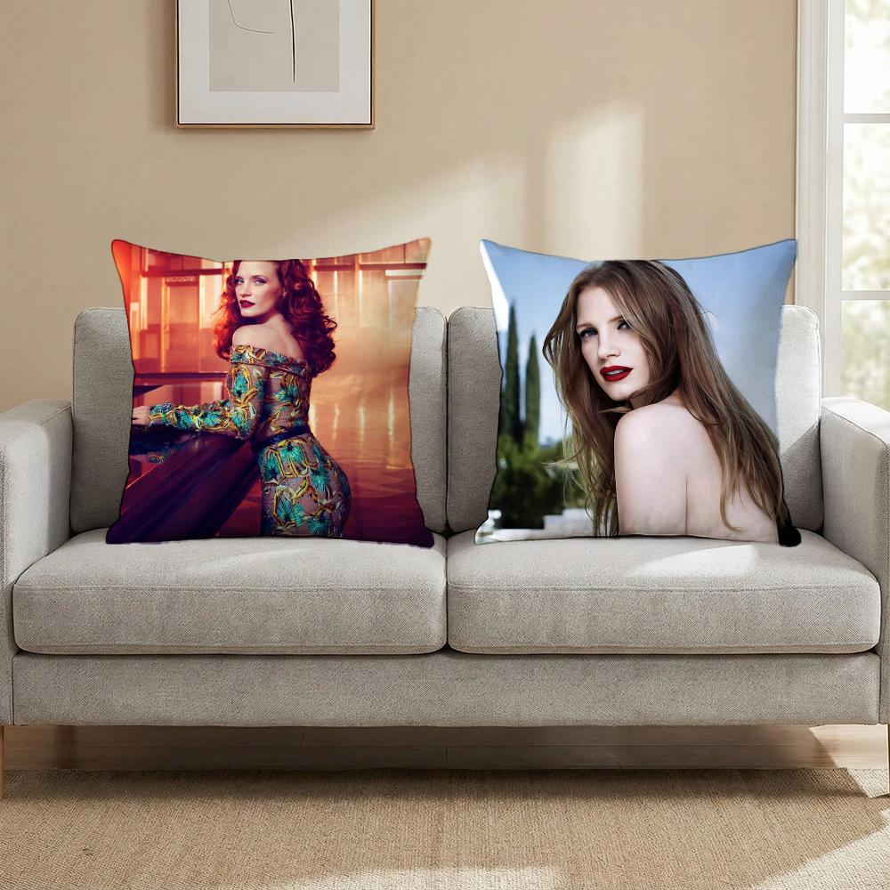 Actress Jessica Chastain Cushion Cover Cushion Cover Set 4Pcs 50X50 45X45 40X40 Pillowcase Decorative Sofa Home Decor