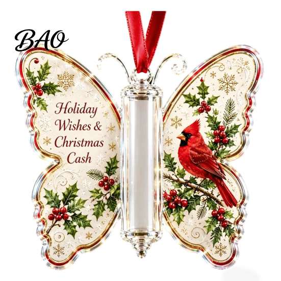 Festliche Partydekoration Weihnachten Bargeldgeschenk-Schmuckstück, Acryl-Schmetterling Geldhalter mit eingebautem?in Innen-Außen-Dekoration Klares Fach, Feiertag