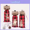 Festive Christmas Red And Black Checkered Wine Bottle Cover For Holiday Home Decor