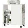Printer Stand, Rolling Storage Unit, Drawers, Adjustable Shelf, Open Compartment, White