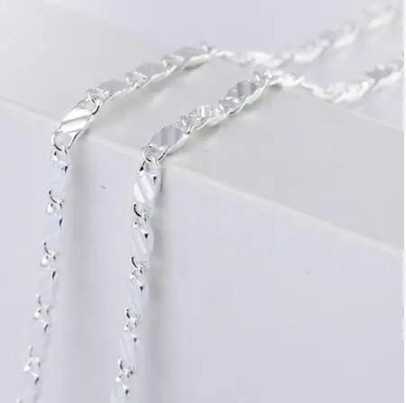 925 Silver Gold flat Clavicle chains Necklaces for Men Women wedding Jewelry Christmas gifts 40-75cm