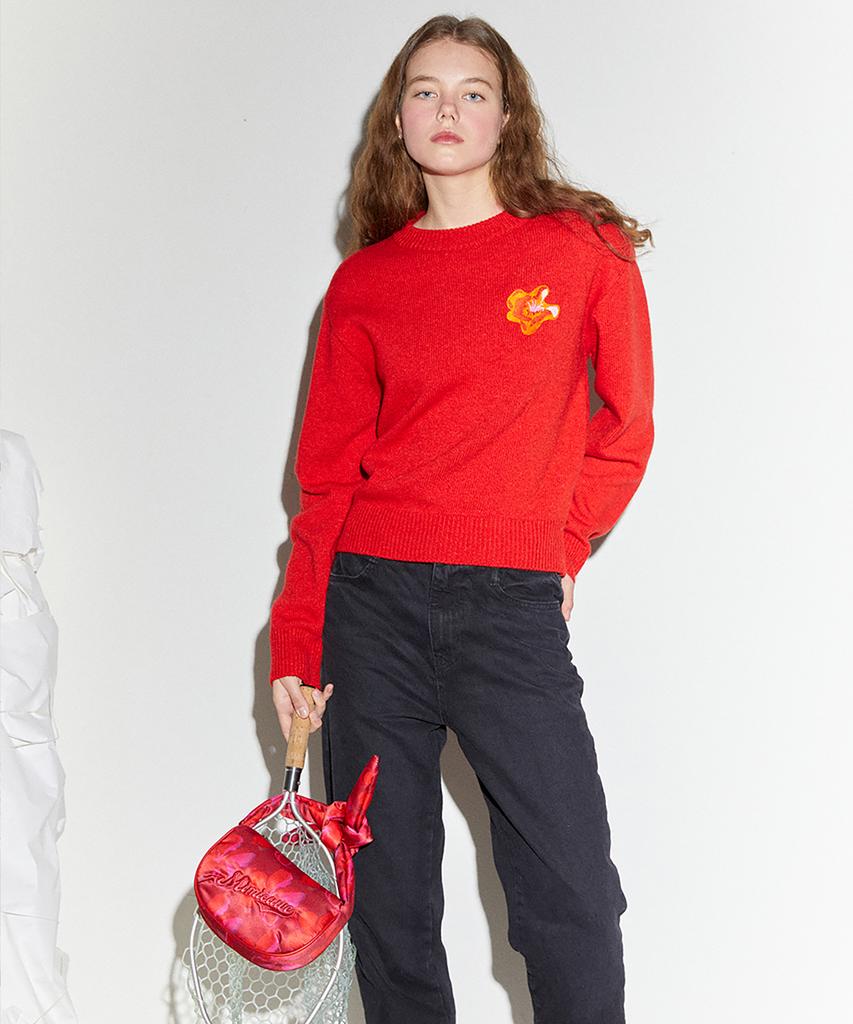 MIMICAWE 3D Poppy Lambswool Pullover/Red