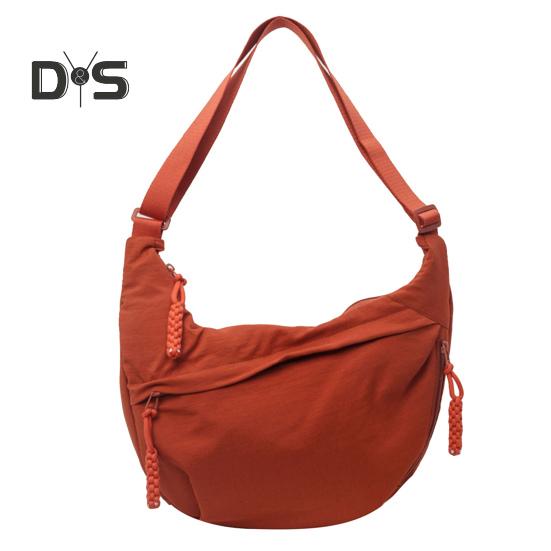 

Женская сумка через плечо с регулируемым ремнем, большая вместительная сумка для пельменей, застежка-молния, многокарманный дизайн, сумка-слинг для повседневного использования темно-оранжевого