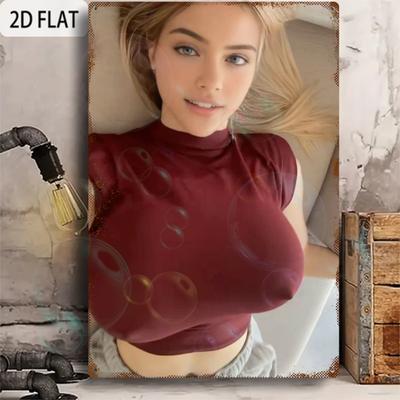 2D Flat 1pc Vintage Full-Length Photo Sign Aluminum Poster, Waterproof & Heat-Resistant , No-Fade Indoor/Outdoor Decoration