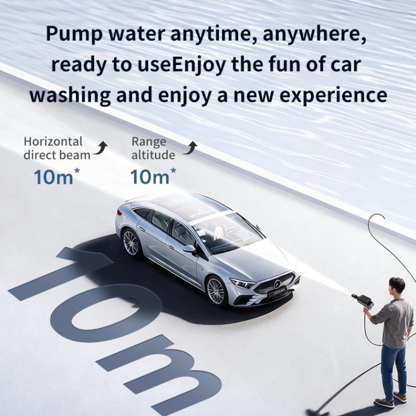 Portable Cordless Pressure Washer High Pressure Car Washer Gun Rechargeable Lithium Battery Mini Foldable 5-in-1 Nozzle