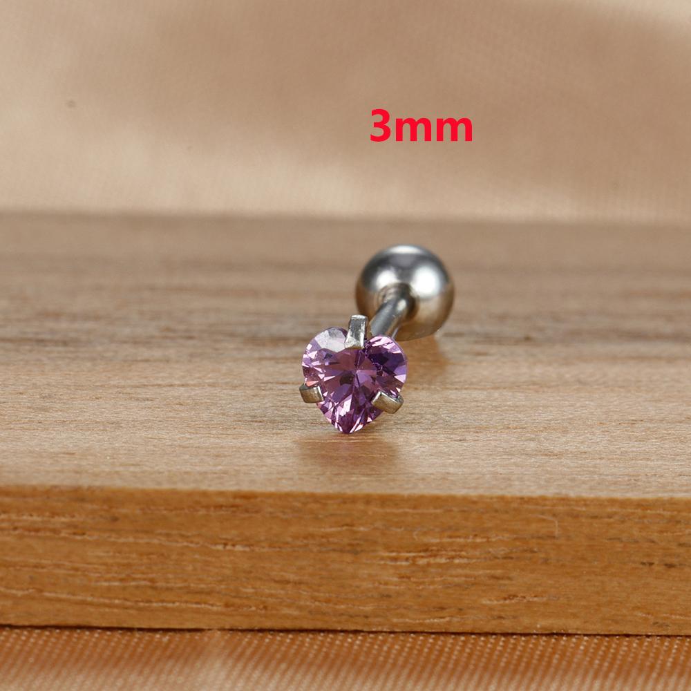 1 шт. Модные циркониевые серьги-гвоздики в форме сердца для пирсинга уха (хрящ, козелок) для женщин, простые, из нержавеющей стали, с подвеской, украшения для пирсинга ушной раковины