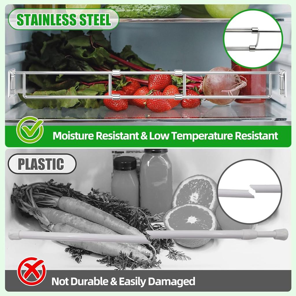 RV Refrigerator Tension Rods, 4 Pcs RV Fridge Bars Adjustable 14-25.6", RV Refrigerator Bars Fridge Accessories Stainless Steel Shelf Tension Rods