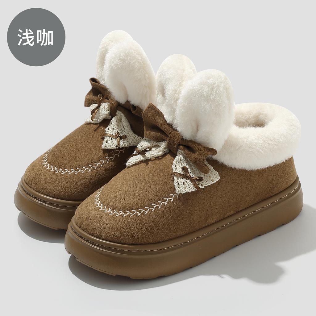 High-top cotton slippers winter cute rabbit cartoon plush warm thick-soled winter plush snow boots winter