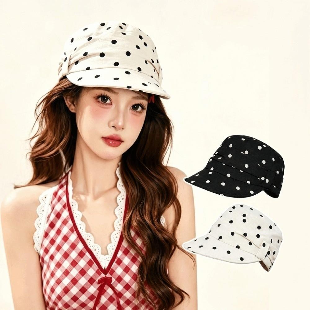 Sweet Polka Dot Forward Hat Bow Women's Hat Versatile Equestrian Hat Outdoor