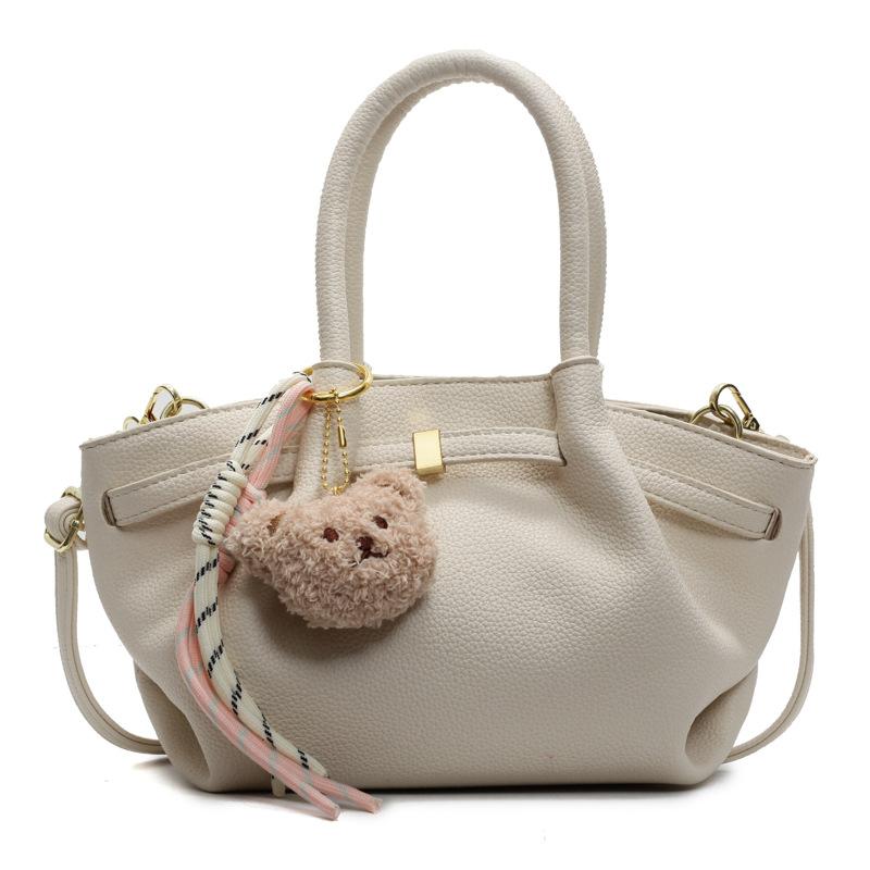 Spring and Summer New Fashionable Simple Pleated Vegetable Basket Bag Niche Design Lychee Pattern Texture Versatile Messenger Women's Bag