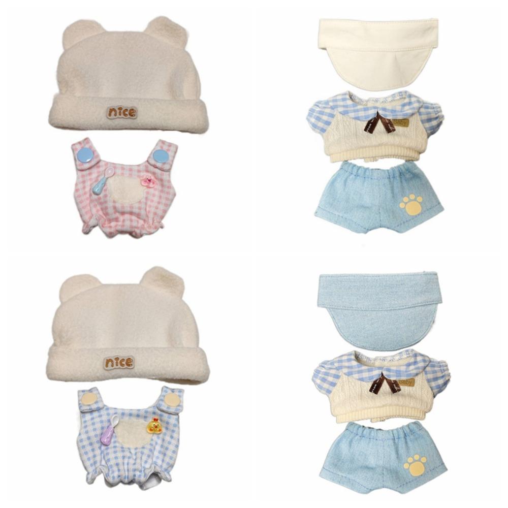 T-shirt Doll Clothes Outfit Bear Hat Doll Dress Up Set 10cm Cotton Doll Clothes  10cm Cotton Doll