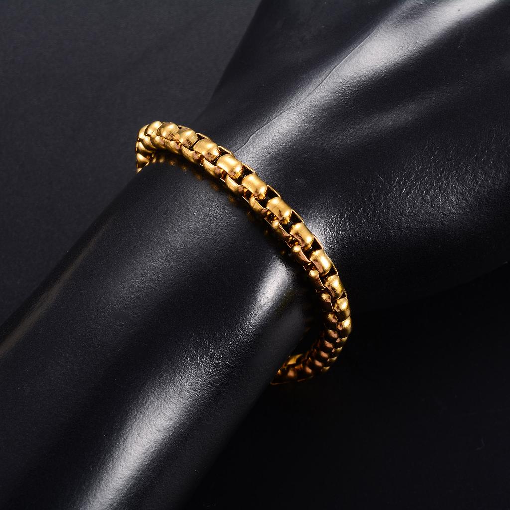 Classic Stainless Steel Square Box Chain Bracelet for Women Men Hand Foot Ankle Chain Bangle Wristband Anklets Metal Jewelry