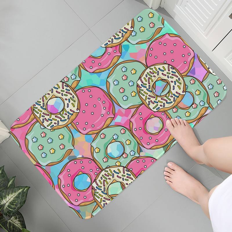 

Коврик для ванной комнаты, нескользящий коврик для гостиной, кухни, дверной коврик, ковер с милым рисунком макарон, пончиков, напольный коврик с принтом 40x60cm