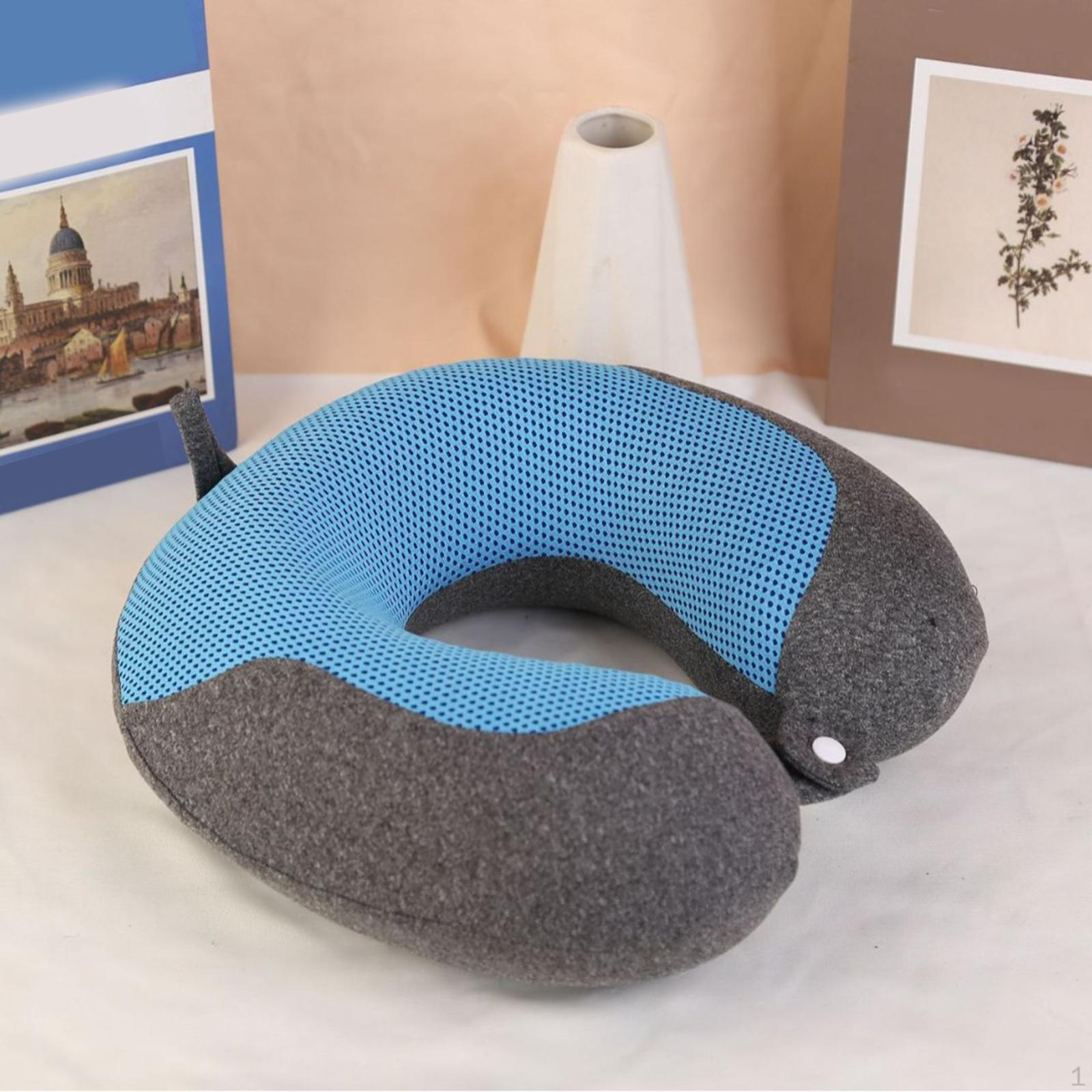 

Travel Pillow Head and Neck Support Comfortable Headrest Compact U Shape Memory Foam for Car Blue Black