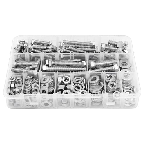 Stainless Steel Hex Bolt and Nut Set, M4/M5/M6 Hex Screw Set, 518-Piece Set, Stainless Steel Bolts, Nuts, Washers, Bolt Set, Screws, Hex Wrench Storag