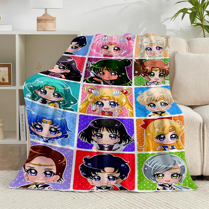 1PC Sai-lor anime Characters Flannel Blanket Gift, Suitable for Both Men And Women, Soft Ideal for Beds And Sofa, Birthday Or Christmas Gift