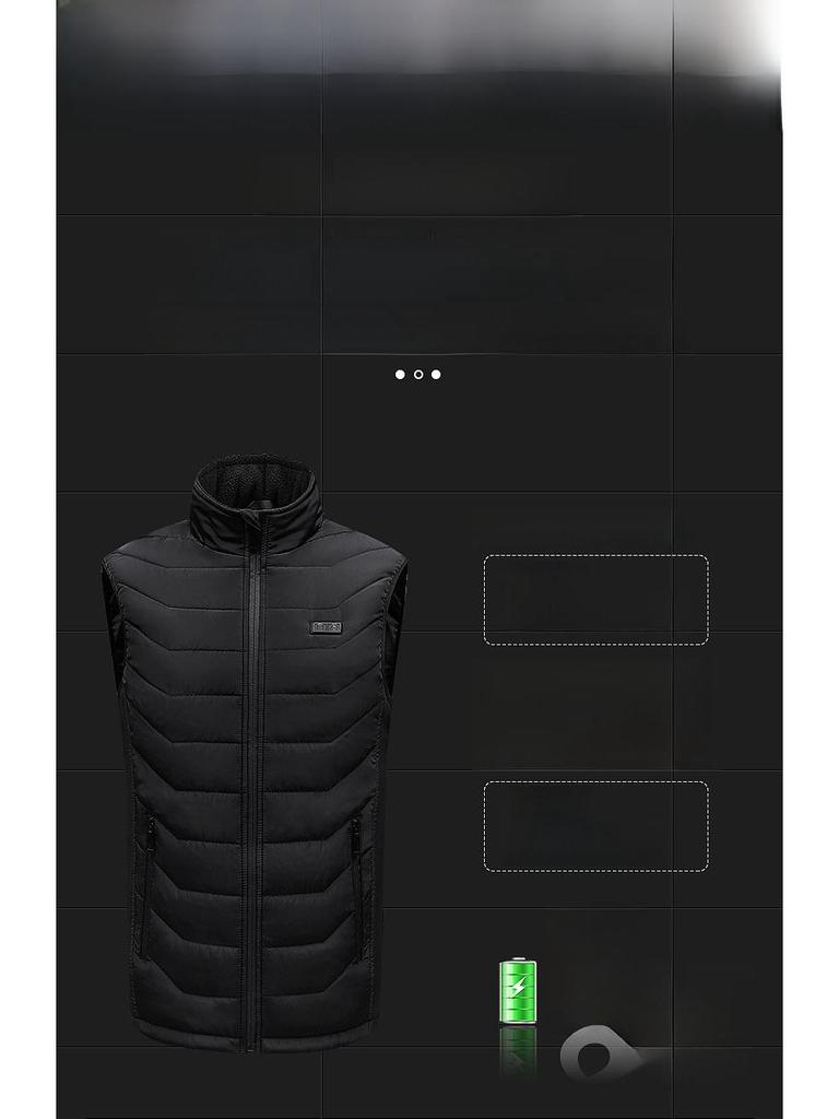 Adjustable Electric Heating Vest with USB, Cotton, Stand-Up Collar, Loose Fit, Large Size