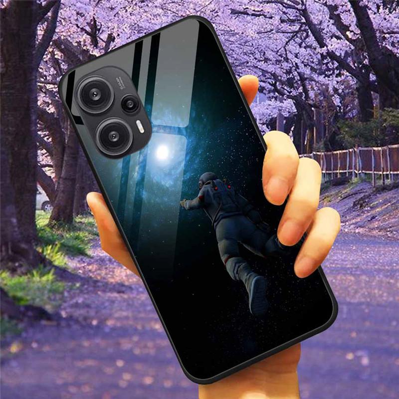 For Xiaomi Poco F5 5G / F5Pro Case Tempered Glass Lake Moon Hard Phone Cover for POCO F5 Pro Capas Funda on PocoF5 Luxury Coque