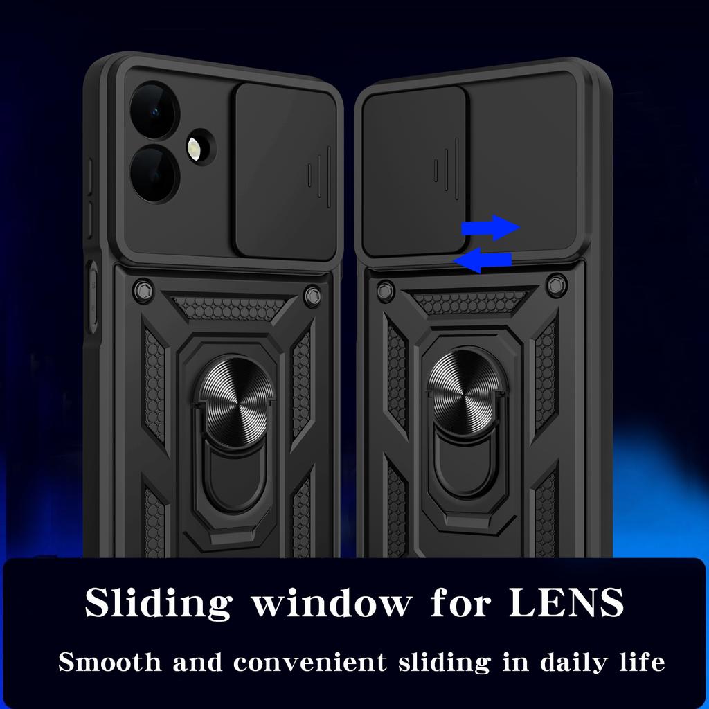 AMORUS For Samsung Galaxy A07 4G Case Kickstand PC+TPU Phone Cover with Camera Lens Slider