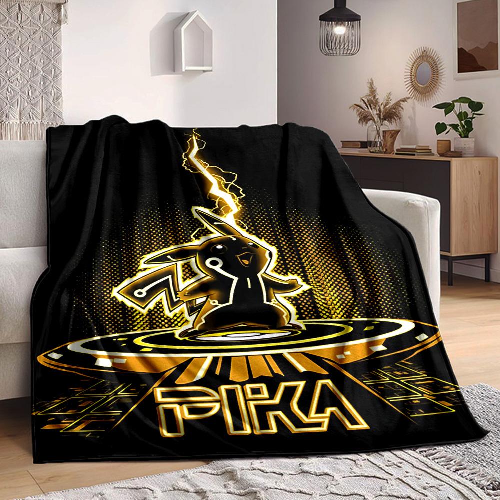 1pc Pikachu Electric Flannel Blanket, Soft Skin Friendly with Digital Printing, Various Sizes Available for Family, Friends, Birthday