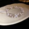 Iridescent Pearl and Diamond Multi-Layer Open Cuff Bracelet - Exquisite European and American Design