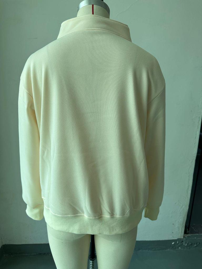 2025 Herbst/Winter Damen Casual Stehkragen Fleece-Sweatshirt mit Taschen und Reißverschluss.