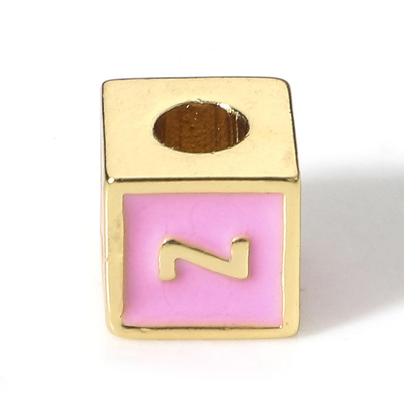 

1 Piece Square Alphabet “A-Z” Letter Beads Cube Loose Spacer Enamel Metal Beads For Jewelry Making Diy Necklace Accessories Black