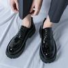 Dress Shoes Men PU Big Head Thick Sole Wear-resistant Casual Leather Shoes Business Fashion Derby Shoes Sizes 38-45 Men Shoes