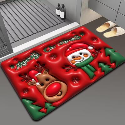 Tappeto Natalizio in Terra Diatomacea Cartone Animato Tappetino d'Ingresso Decorazione Natalizia Nano Domestico Assorbente Antiscivolo