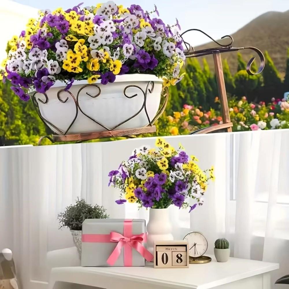 Realistic 37cm Artificial Pansy Flowers 3 Heads Silk Butterfly Flowers Simulation Flowers Table Centerpiece