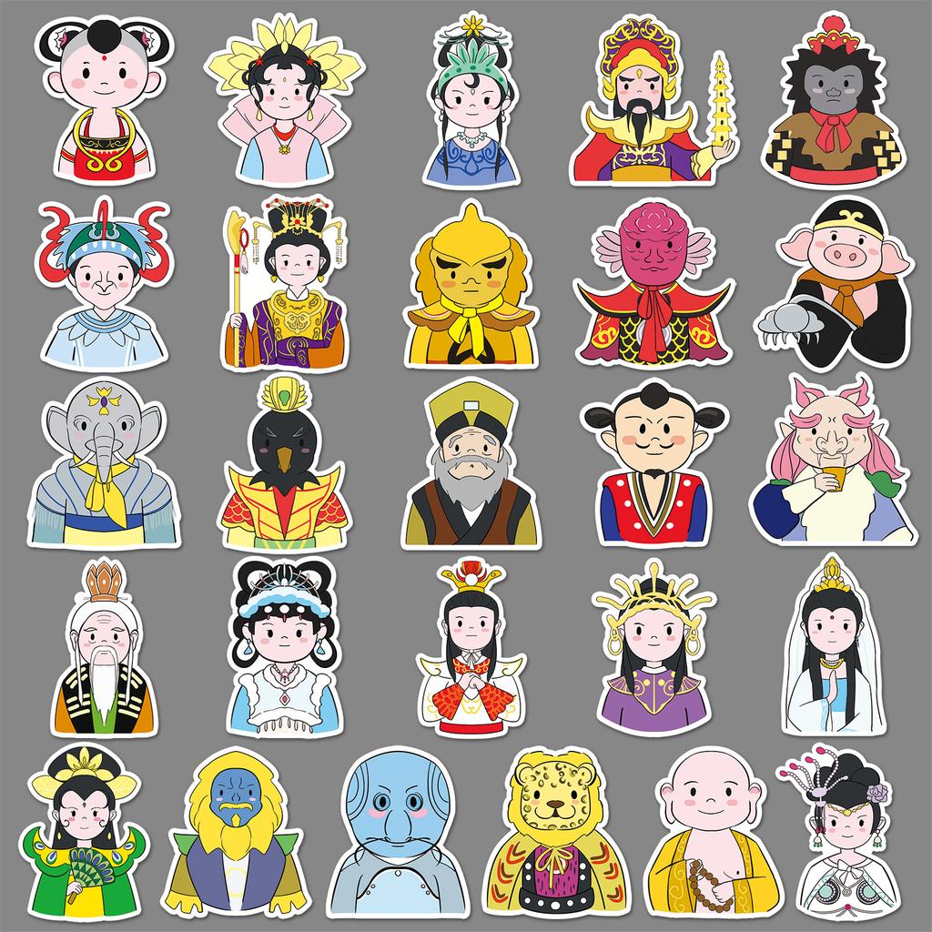 51 Journey To The West Doodle Stickers Personalized Cartoon Hand-painted Characters Decorative Mobile Phone Case Water Cup Creative Stickers