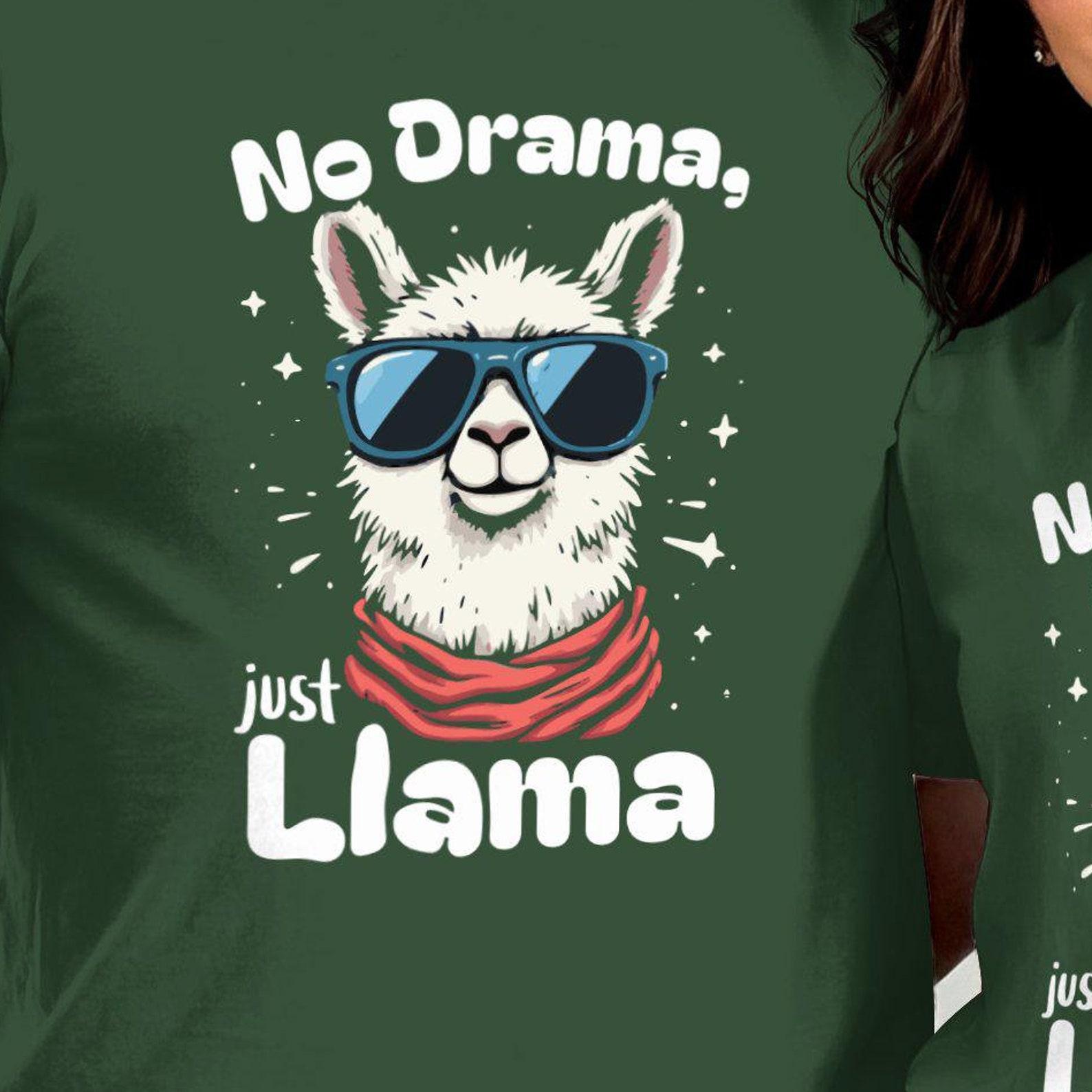 Funny Llama T-Shirt: No Drama Graphic Tee, Llama Lover Gift XL