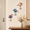 Baizihuahu 3 Stück Holzvögel Wandkunst Dekor, Antike Vogel-Hängefiguren, Lustige Langbein-Skulptur, Boho Bauernhaus Dekorationen für den Außenbereich Garten