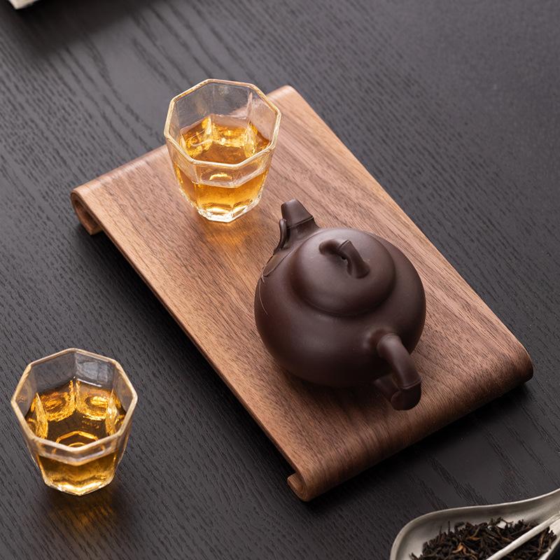 Retro Black Walnut Tea Tray Wooden Serve Tea Coffee Breakfast Storage Holder Household Kitchen Food Serving Tray Decor Plate
